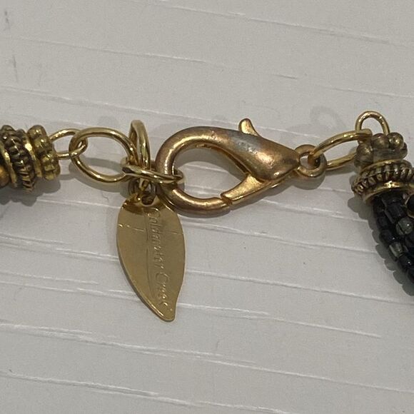 Coldwater Creek 5 Strand Asymmetrical Beaded Necklace In Black And Gold Tone - Picture 8 of 10